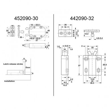 Spring catch, for screw fixing 2