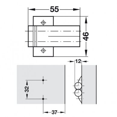 Double cruciform adapter plate for Blumotion soft closing mechanism 1