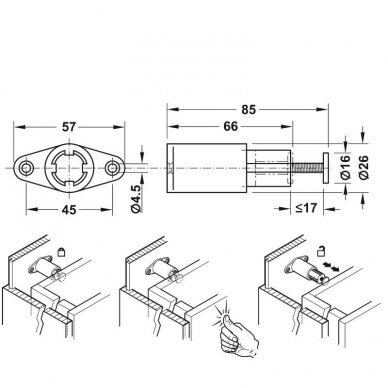 Spring catch, for drawers, screw fixing 1