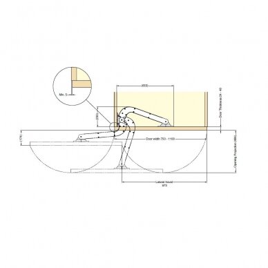 Sugatsune Monoflat Lin-x1000 mehanismi komplekt ühele uksele 5