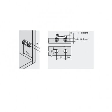 Horizontal mounting plate, knock-in assembly 1