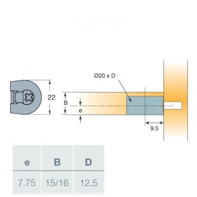 TITUS connector housing for 16 mm plate, Ø - 20 mm with ridge, zinc alloy 1