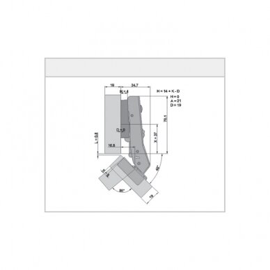 "TOP LINE" 45° angle corner cabinet hinges 1