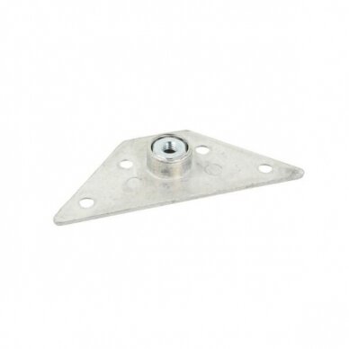 Triangular plate with bushing for leg fastening