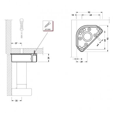 Крепёжная пластина для ножки 34 mm 1