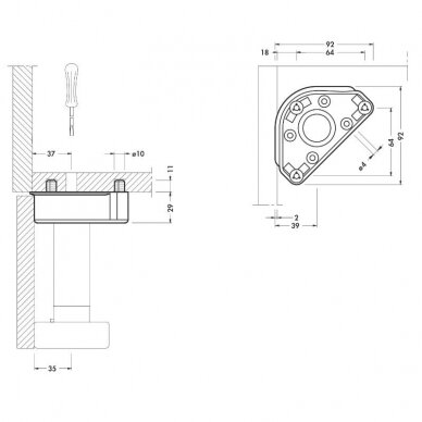 Mounting base for 34 mm leg 1