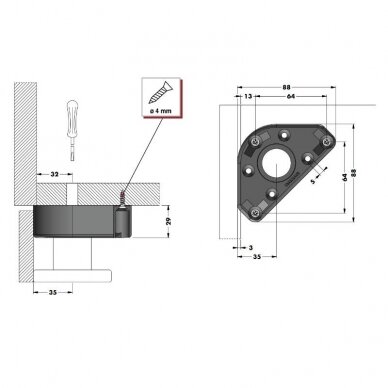 Kinnitusplaat 34 mm jalale 1