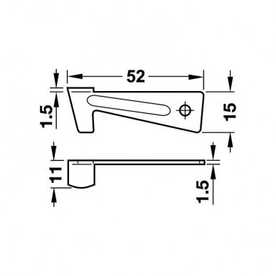 Locking hook 52 mm for sliding tables, yellow chromated 1