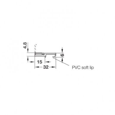 Closure strip for locks, for double door cabinets, 32 x 4.8 mm 1