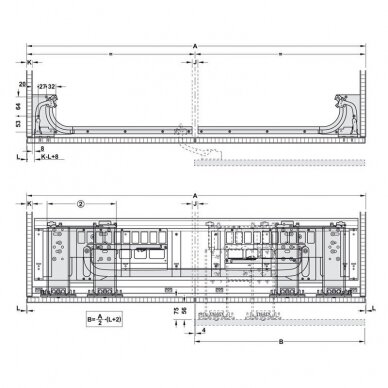 Coplanar sliding door system "Hawa Frontino 20 H FS" for bottom cabinets 1