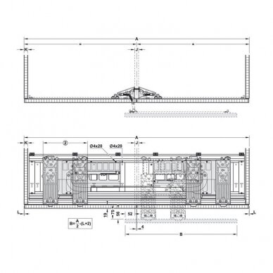 Coplanar sliding door system "Hawa Frontino 20 H OS" for kitchen highboards 1